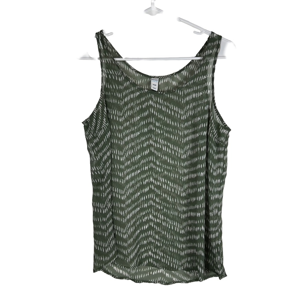 Old Navy Womens Olive Green Abstract Chevron Sleeveless Chiffon Blouse Medium